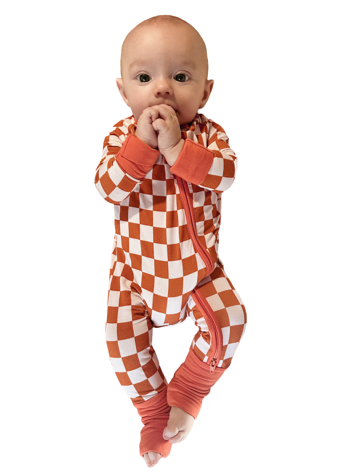 Rust Check Bamboo Romper - Aspen and James Label