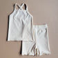 Lettuce Hem Tank & Bike Short Set - Vanilla