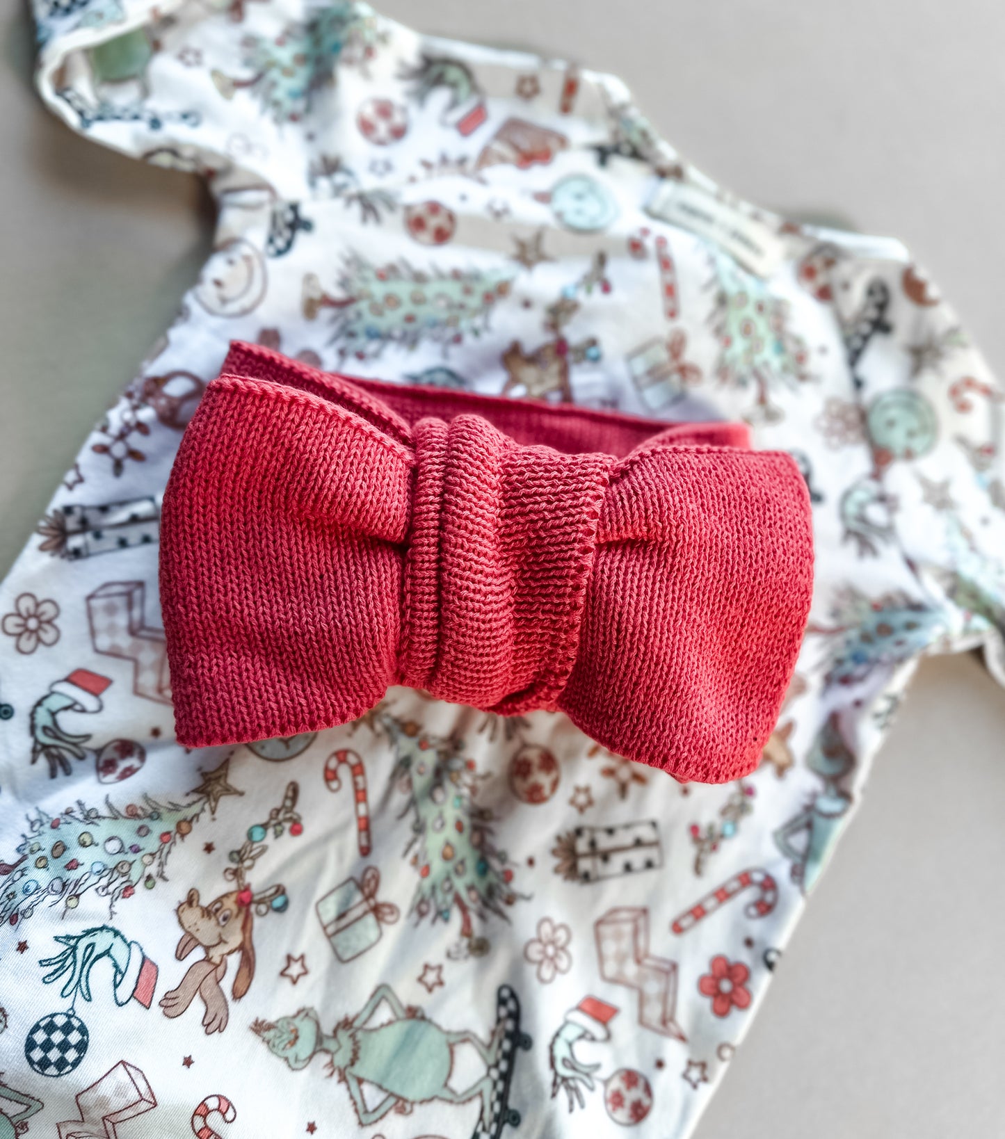 Knitted Bow - Muted Red