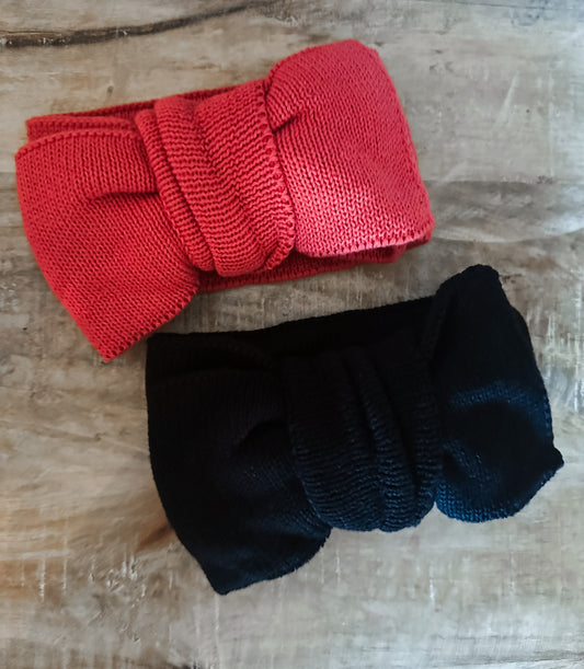 Knitted Bow - Muted Red