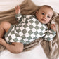 Blue Check Organic Sweater Bubble Romper