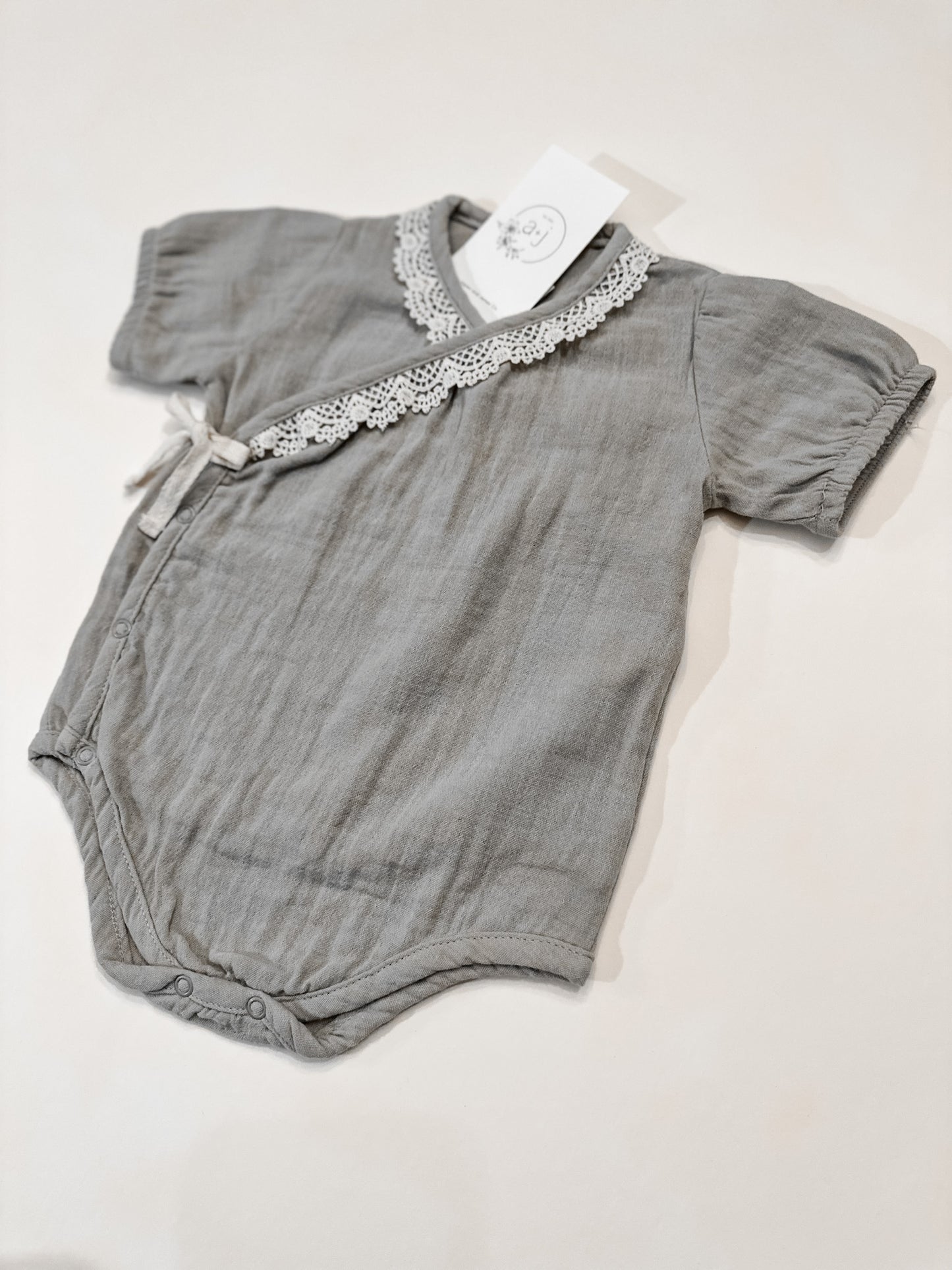 Short Sleeve Muslin & Lace Bodysuit