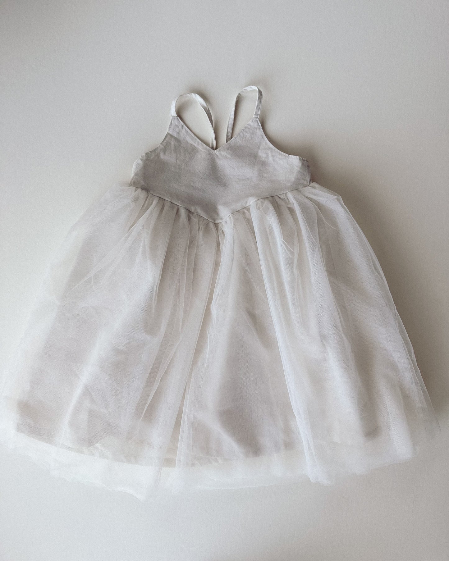 Linen and Tulle Tutu Dress - Cream