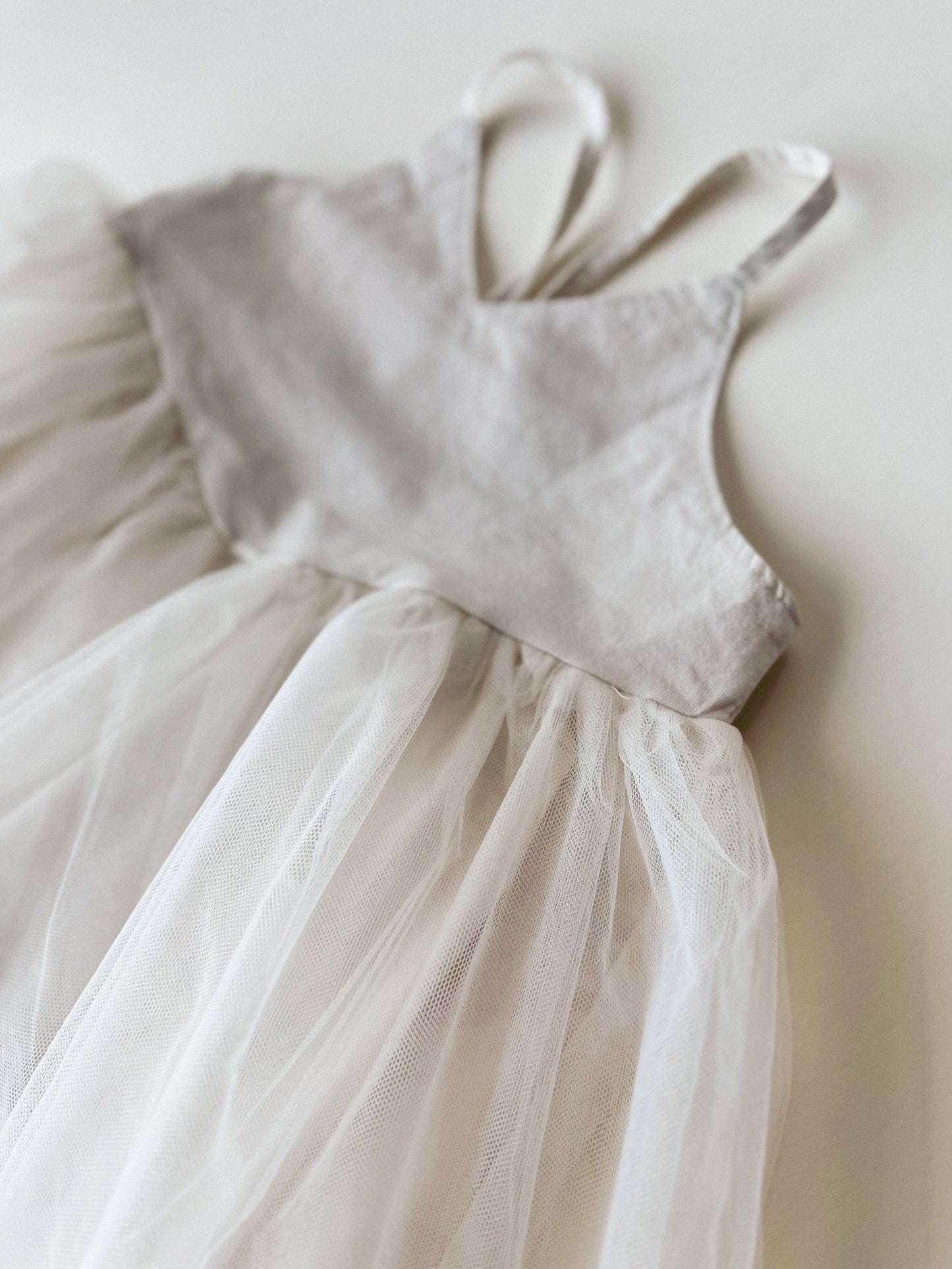 Linen and Tulle Tutu Dress - Cream