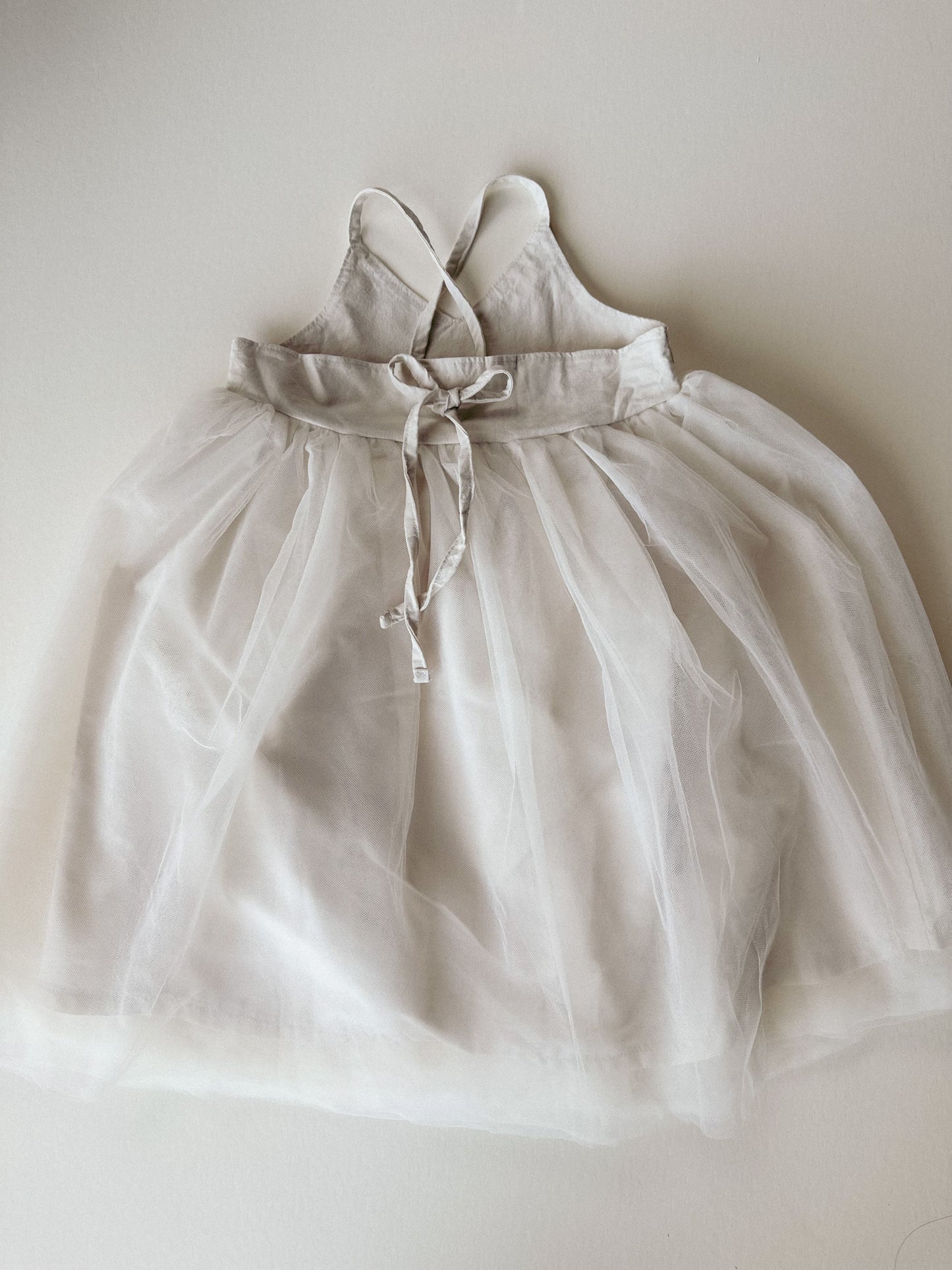 Linen and Tulle Tutu Dress - Cream