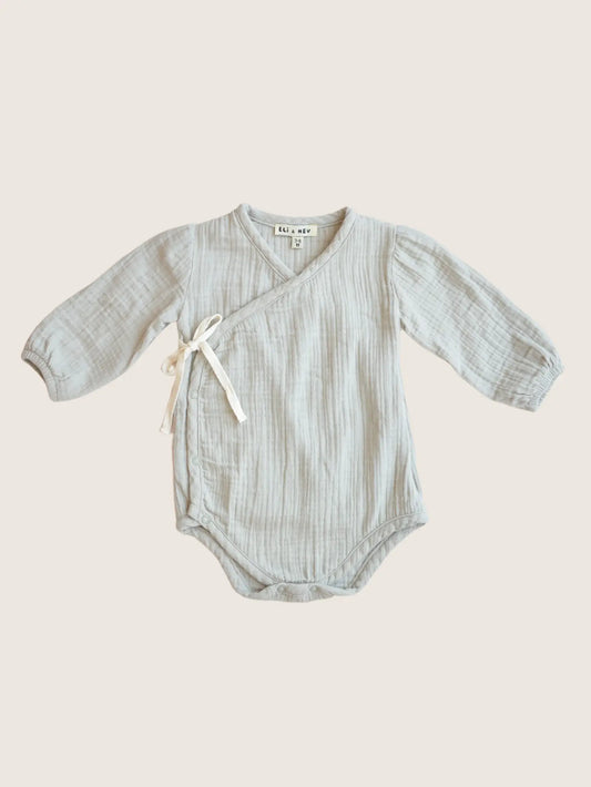 Muslin Surplice Baby Bodysuit, Sage