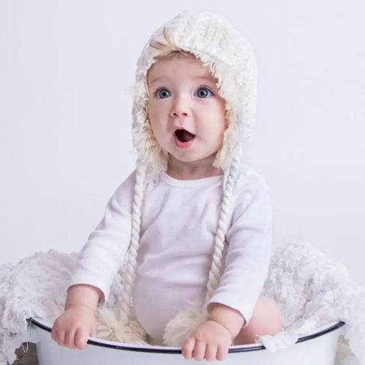 Huggalugs Cream Cozy Earflap Beanie