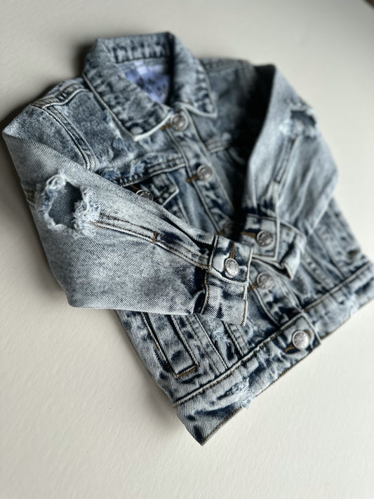 Distressed Denim Jacket - Blue Jean