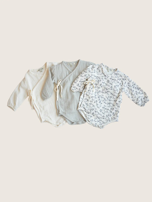 Muslin Surplice Baby Bodysuit, Sage